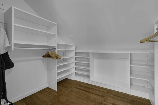 a view of walk in closet with empty racks