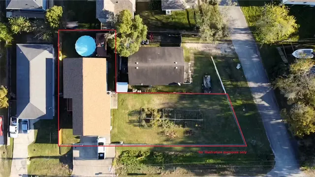 an aerial view of a house