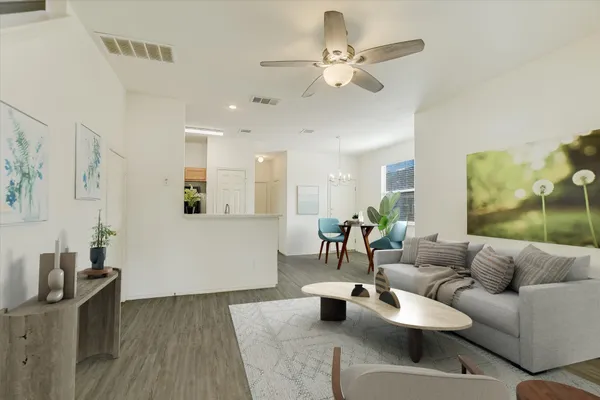 a living room with furniture