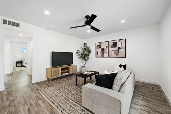 a living room with furniture