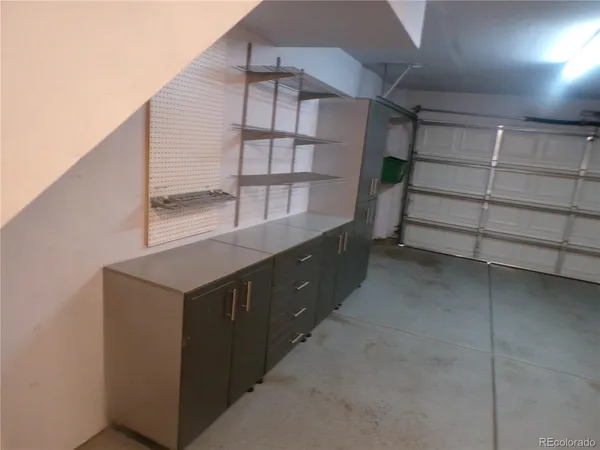 a view of an empty walk in closet