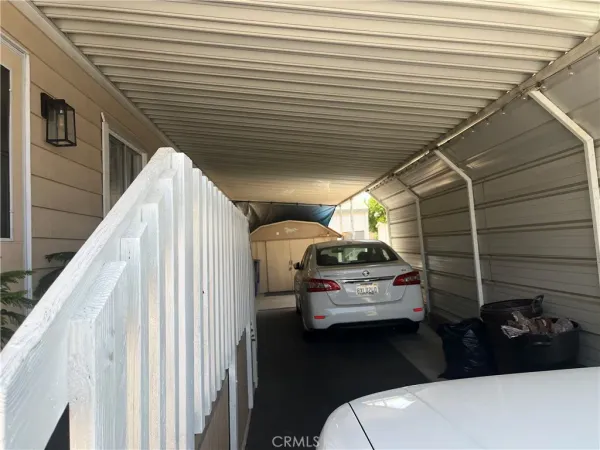 a view of a car in a parking garage