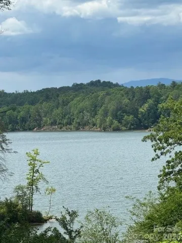 a view of a lake with houses