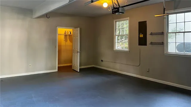an empty room with windows