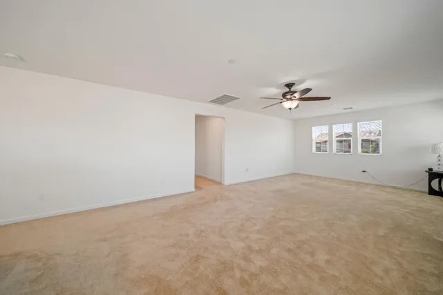 a view of a livingroom with a fan