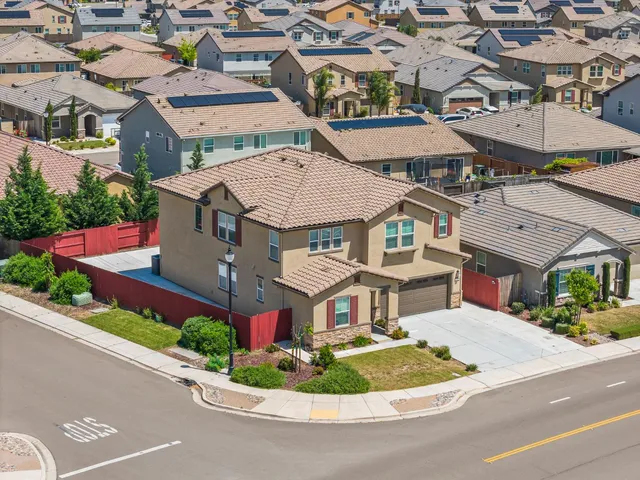 an aerial view of a house