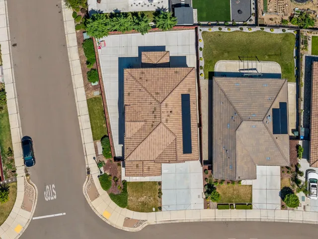 an aerial view of a house