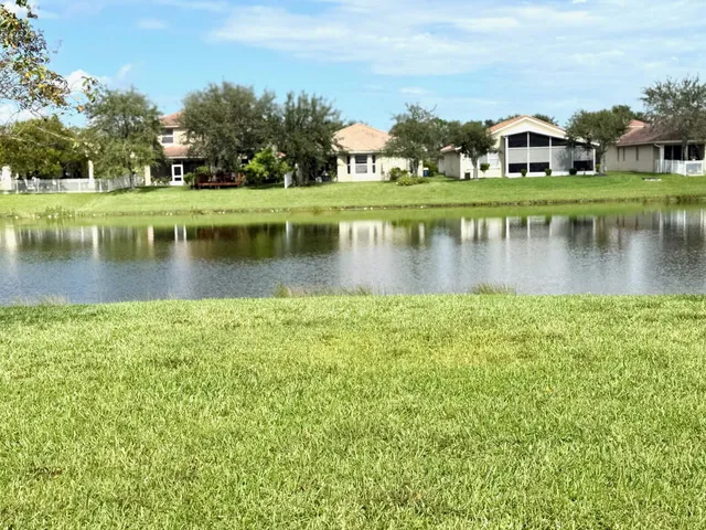 a view of a lake with houses