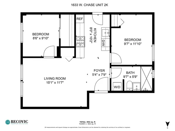 $2,100 | 1633 West Chase Avenue, Unit 1K, Chicago, IL 60626