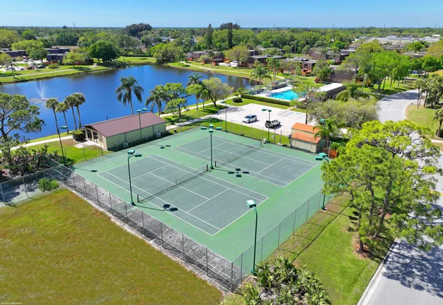 a view of a lake with a house