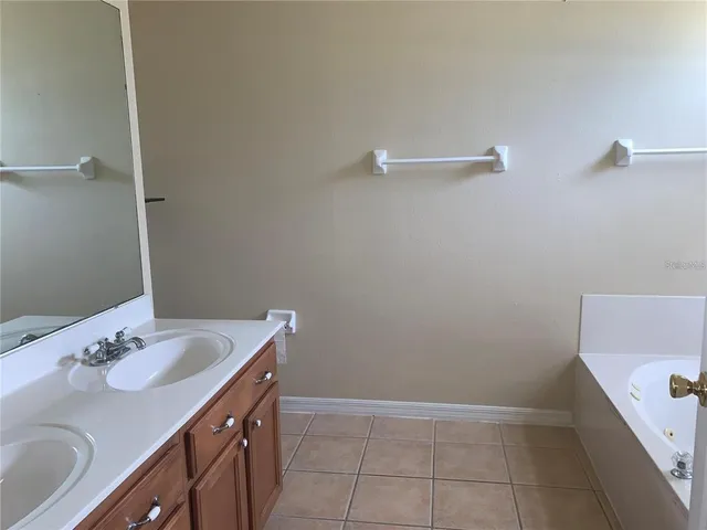 a bathroom with a sink a vanity and a bathtub