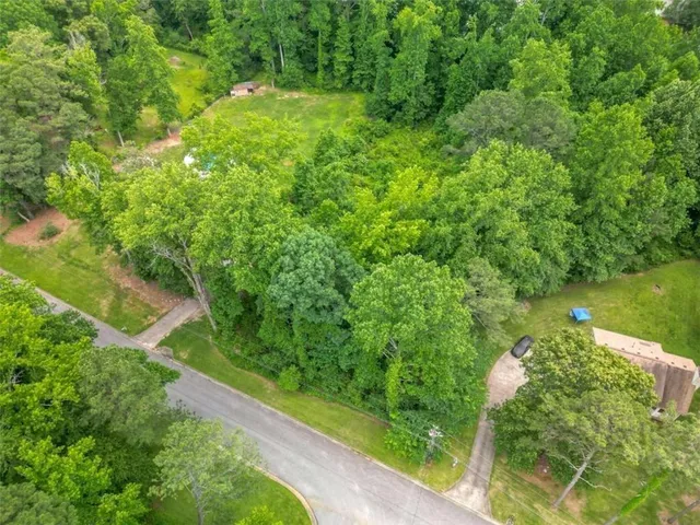a view of a garden with a lake view