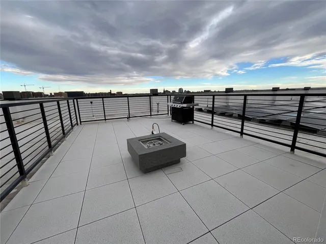 a view of a terrace with sky view