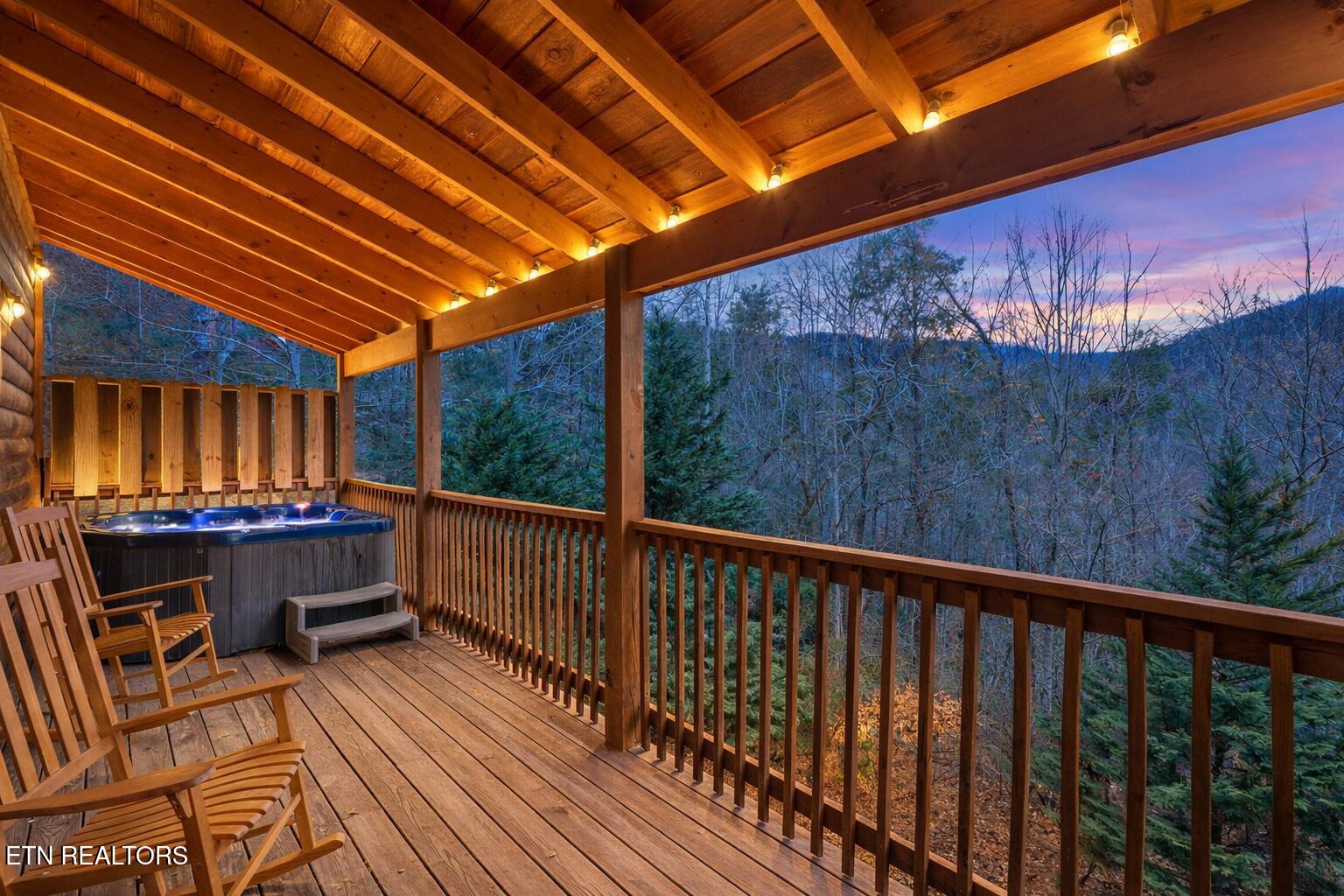 203 Amet Way Cosby, TN 37722 - Photo 14 of 32 Hot Tub Deck for 203 Amet Way Pool Cabin