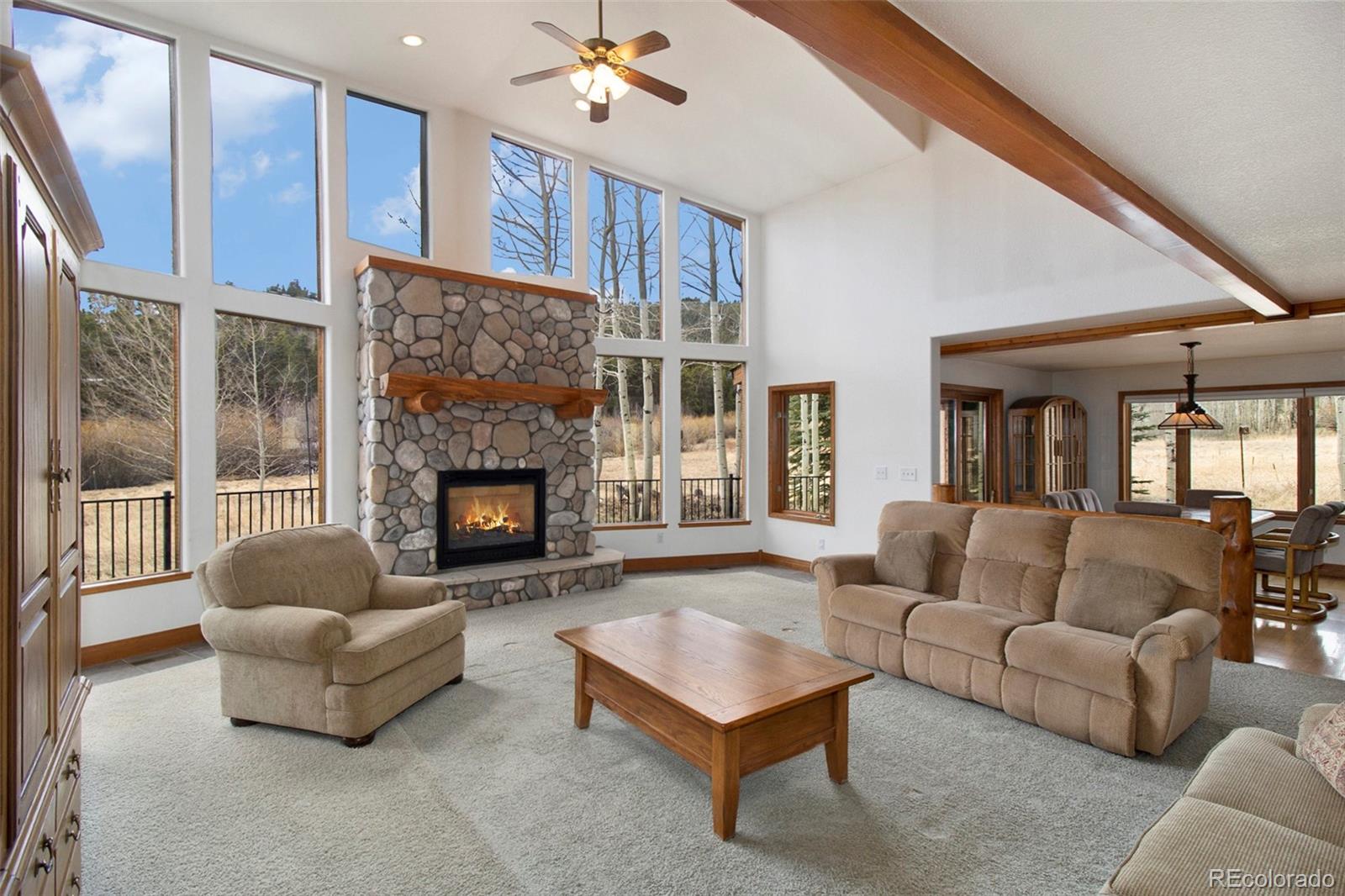 43 Forest Ridge Circle Bailey, CO 80421 - Photo 4 of 43 a living room with furniture and a fireplace