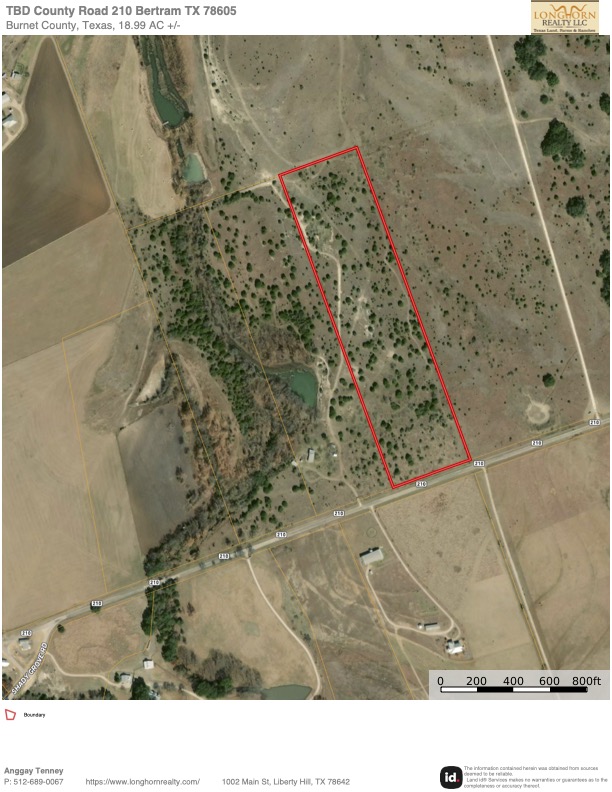 210 Rd Bertram Tx 78605 Road Bertram, TX 78605 - Photo 2 of 5 LandID Aerial of the 18.99 acre tract