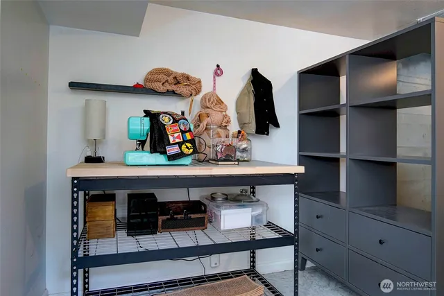 a room with storage and utility