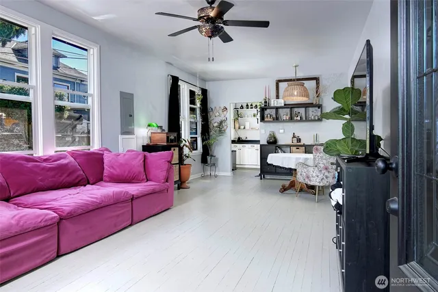 a living room with furniture