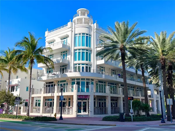 a front view of a multi story building