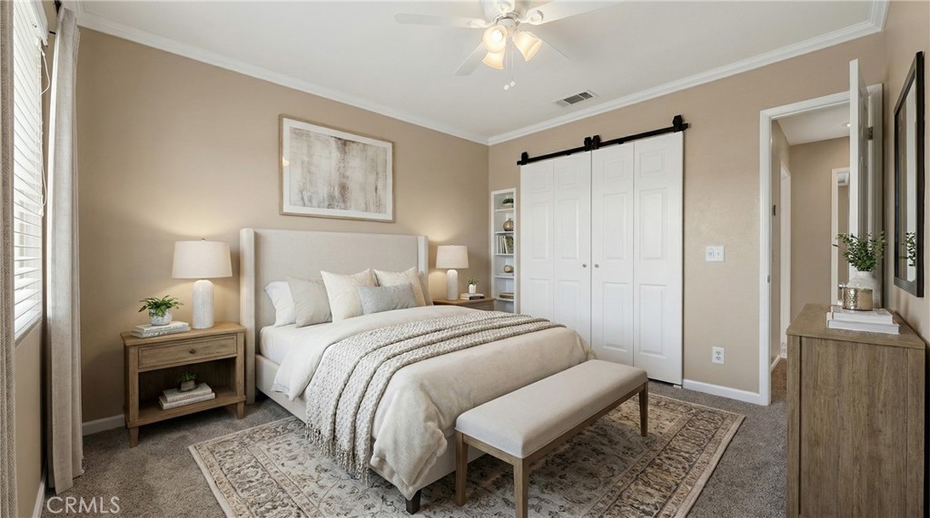 31207 Bell Mountain Road Menifee, CA 92584 - Photo 43 of 60 Bedroom With Barn Door Closet Feature - Digitally Staged