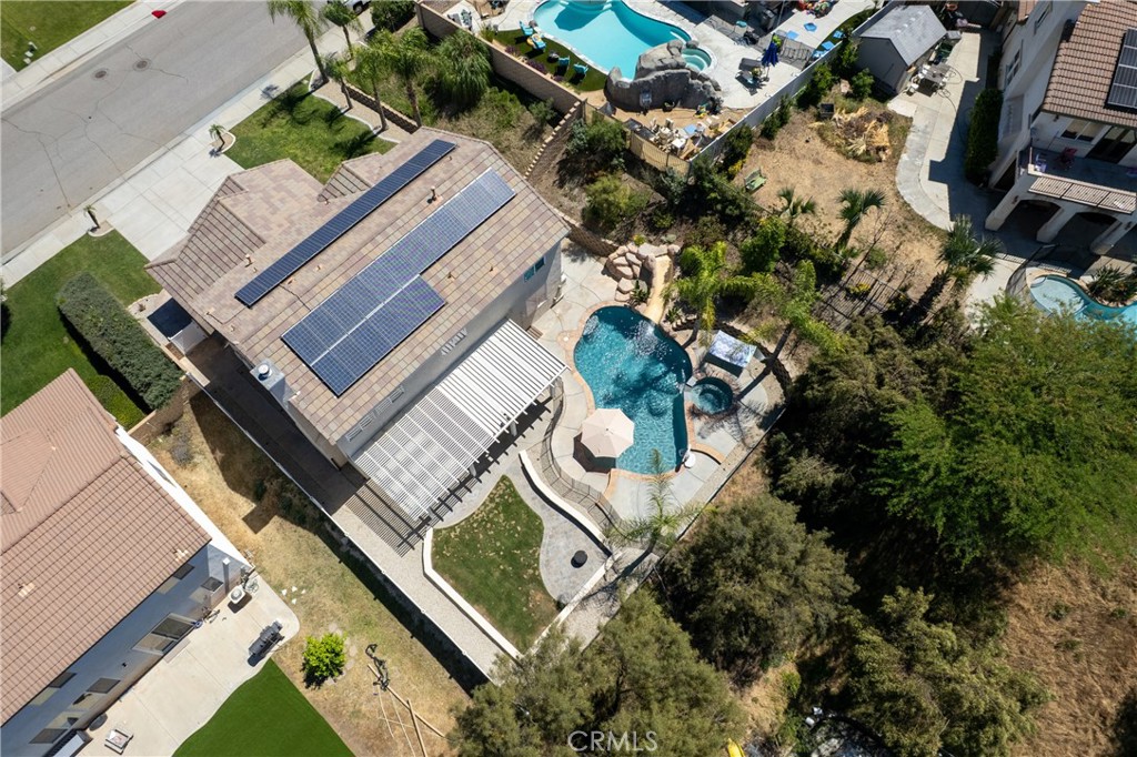 31207 Bell Mountain Road Menifee, CA 92584 - Photo 58 of 60 Aerial Angle Of Property Featuring Solar Panels And Outdoor Living Space