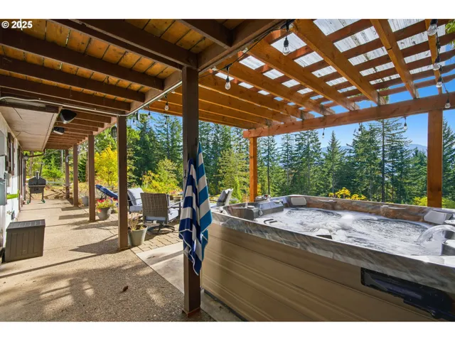 a view of a balcony with chairs
