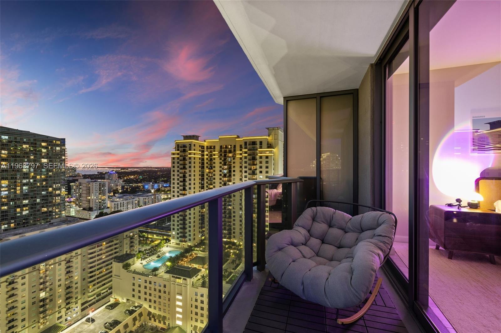 45 Southwest 9th Street, Unit 2803 Miami, FL 33130 - Photo 65 of 66 a view of balcony with couch