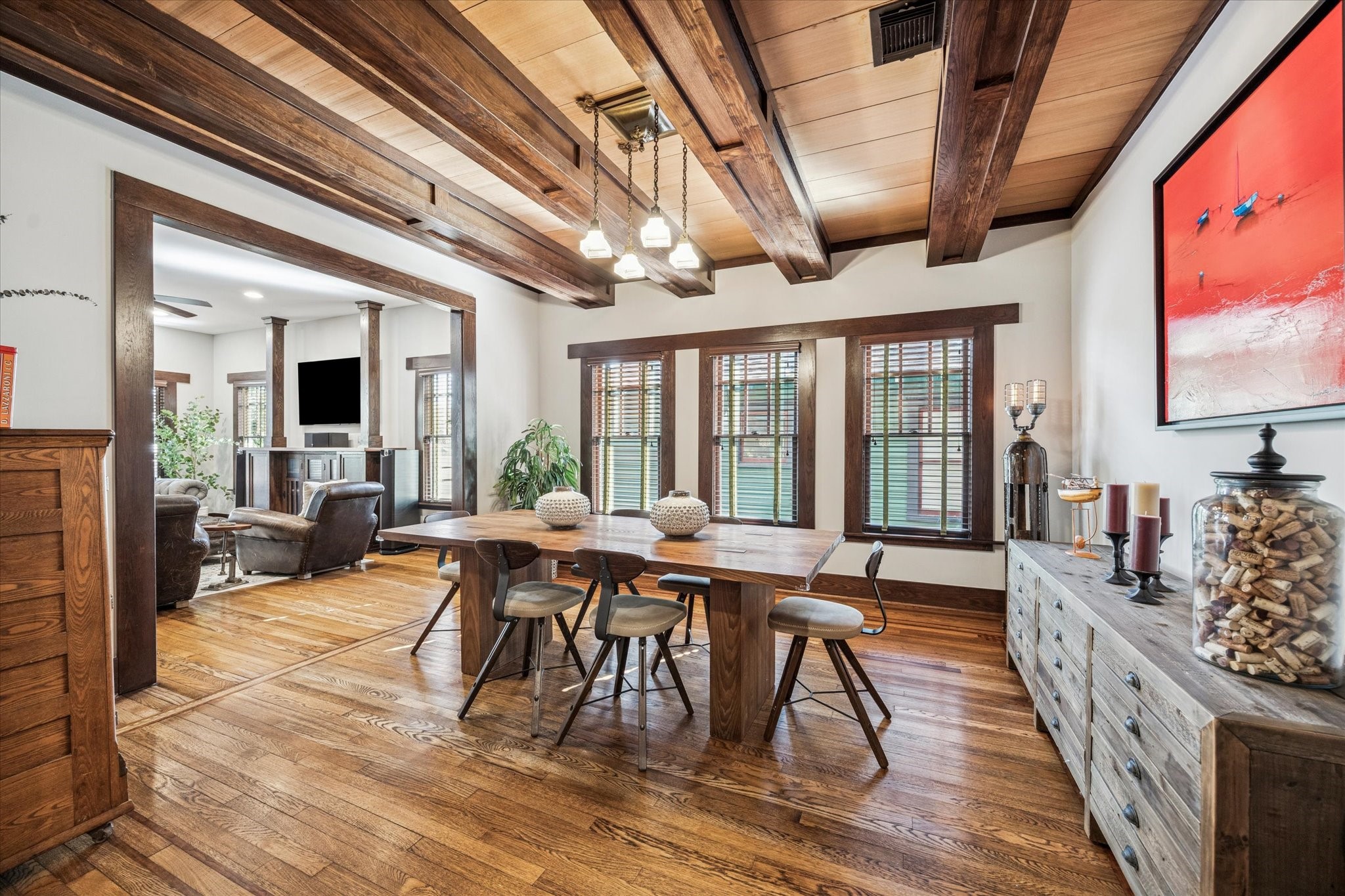 512 Archer Street Houston, TX 77009 - Photo 9 of 40 The dining room is illuminated by natural light from the three windows with custom wooden blinds.