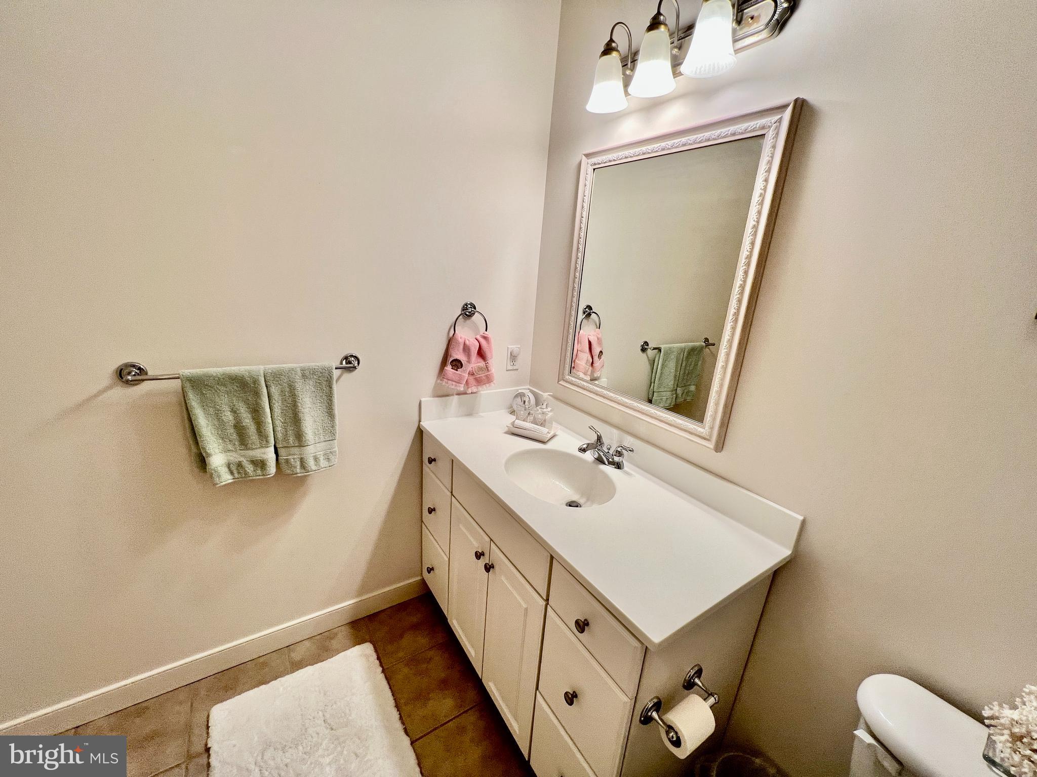 30611 Cedar Neck Road, Unit 2306 Ocean View, DE 19970 - Photo 26 of 37 a bathroom with a sink a mirror and a toilet