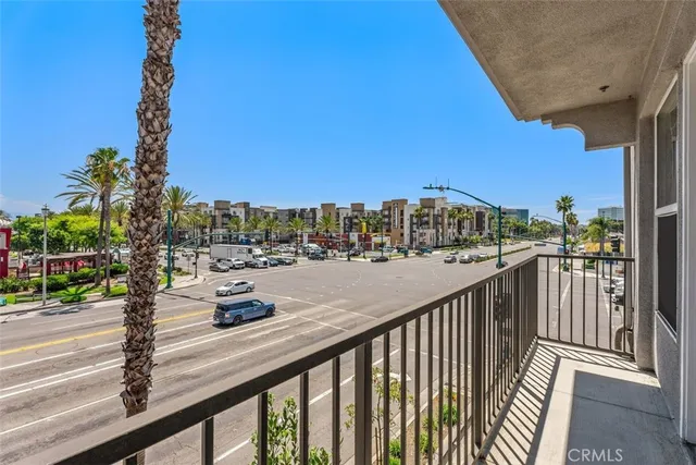 a view of swimming pool from a balcony