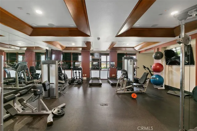 a view of a room with gym equipment