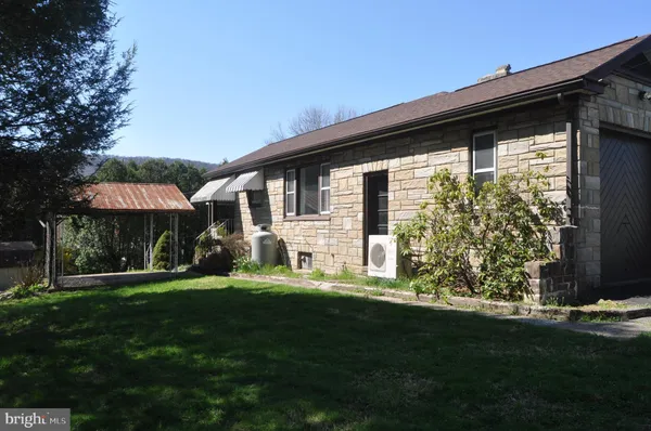 a view of a backyard with tree