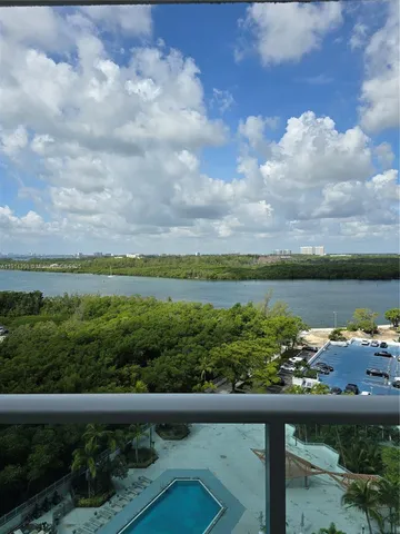 a view of a lake with a city view