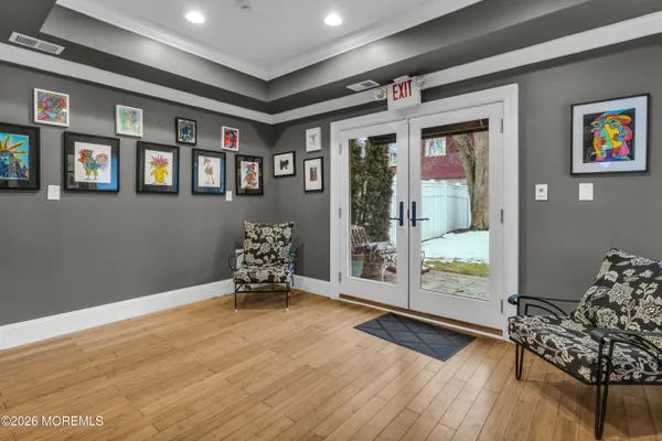 a workspace with furniture and window