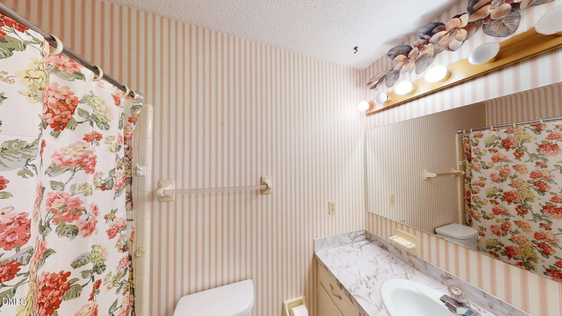 2805 Redwood Road Durham, NC 27704 - Photo 16 of 26 a bathroom with a granite countertop sink and a toilet