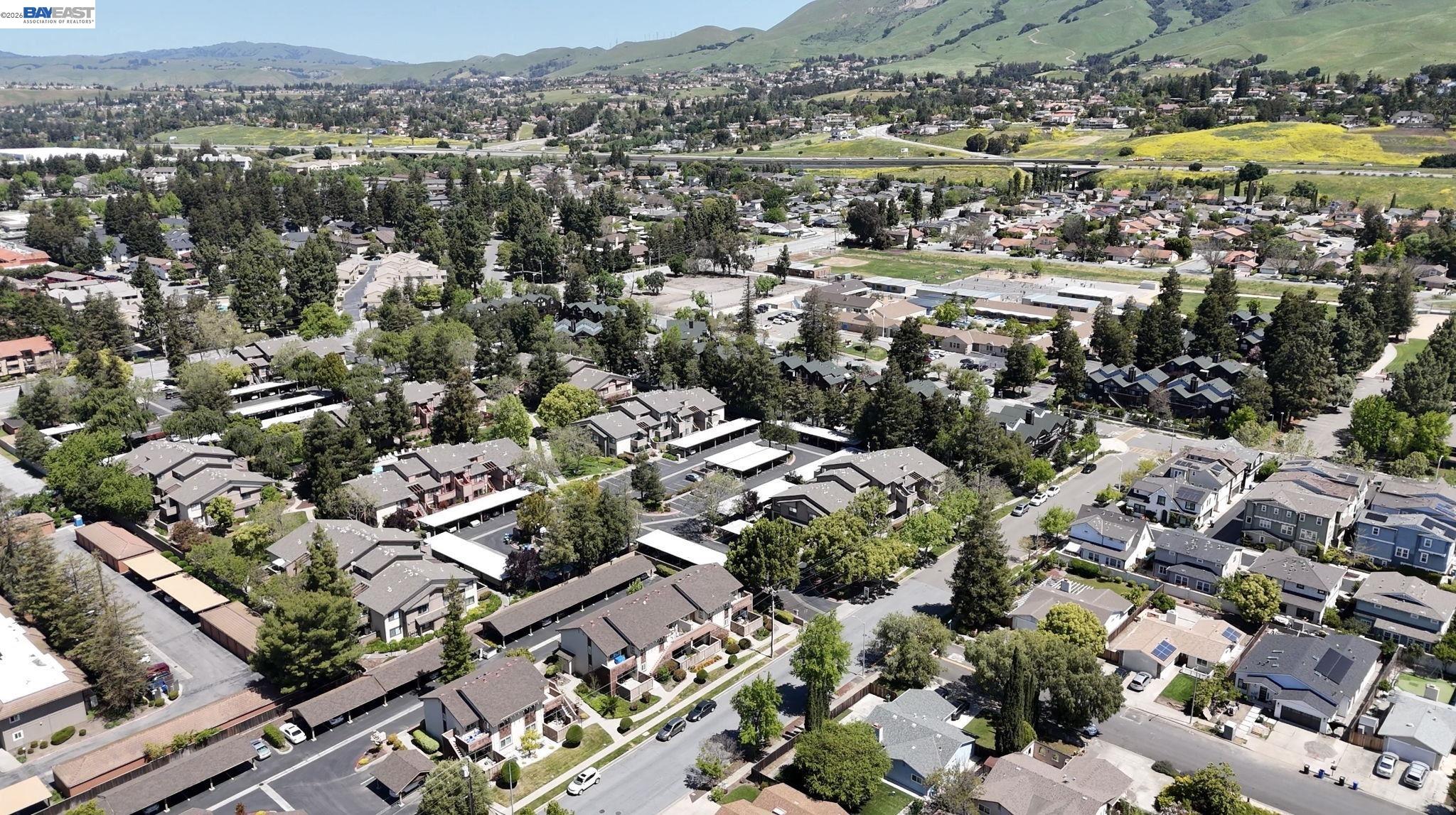 304 Hackamore Lane Fremont, CA 94539 - Photo 32 of 45 an aerial view of a city with lots of residential buildings