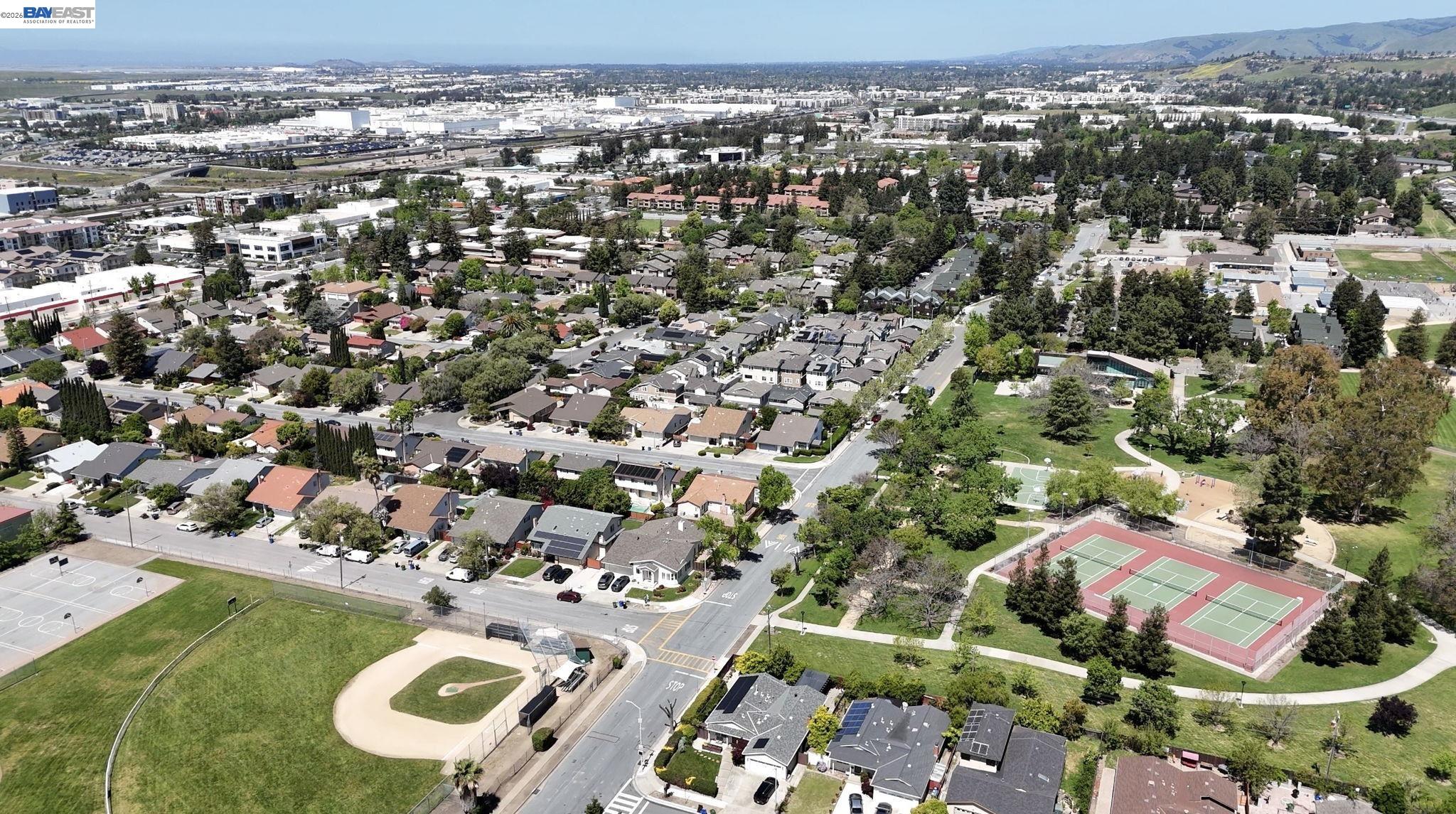 304 Hackamore Lane Fremont, CA 94539 - Photo 38 of 45 an aerial view of residential houses with outdoor space
