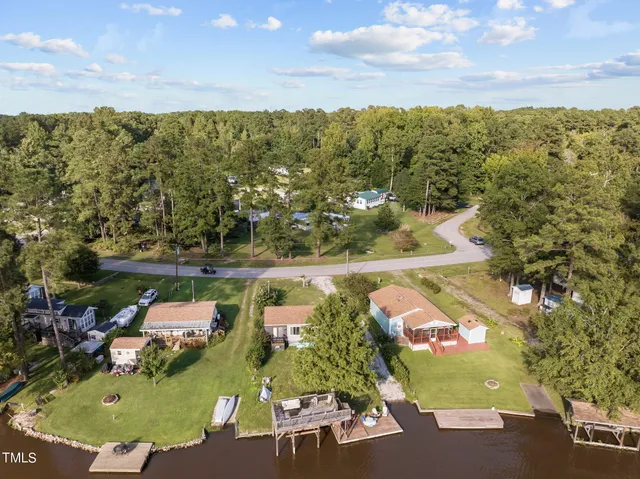 an aerial view of lake