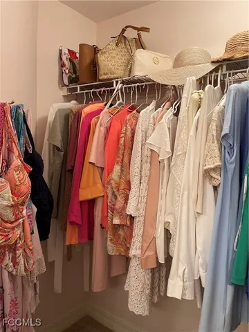 a close up of a walk in closet