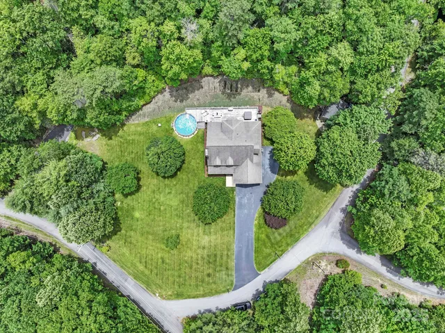 an aerial view of a garden