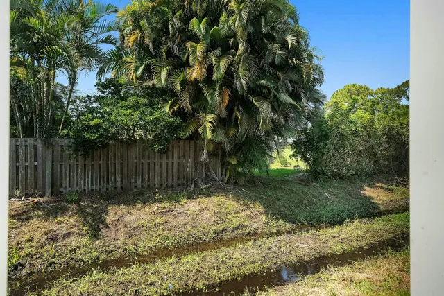 a backyard of a house with a tree