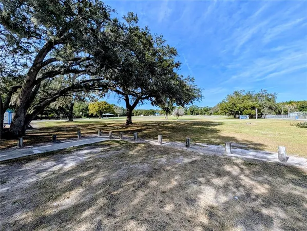 a outdoor space with lots of trees