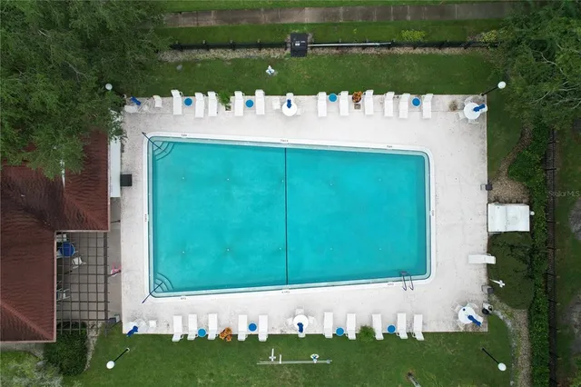 an aerial view of a house
