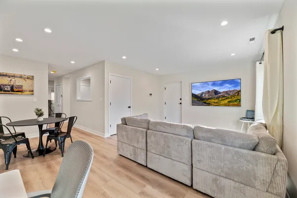a living room with furniture
