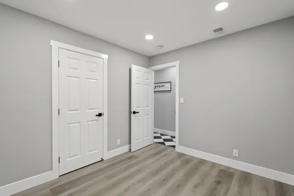 an empty room with windows