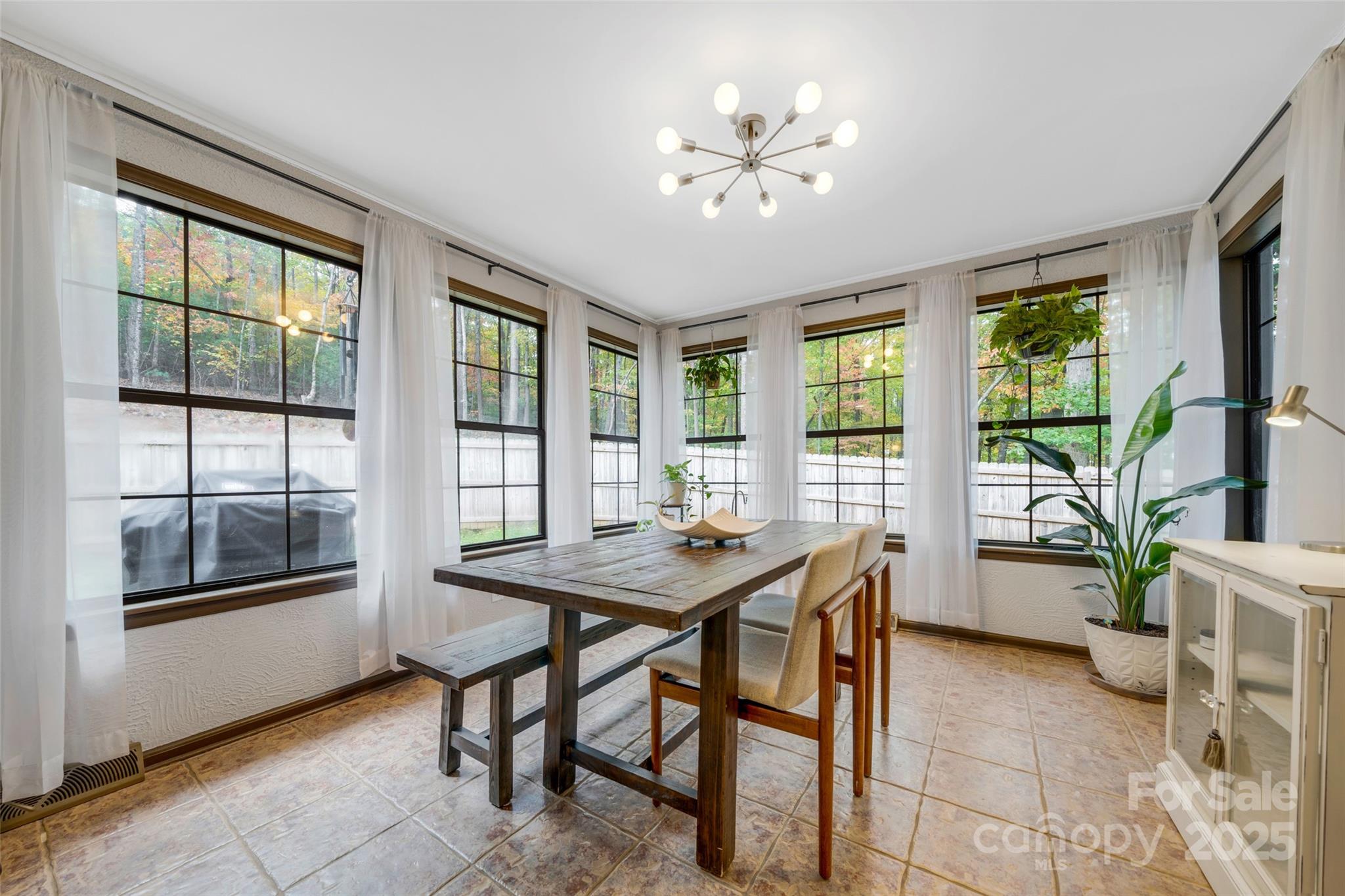 3124 Clark Loop Morganton, NC 28655 - Photo 12 of 48 a view of a dining room with furniture large windows and wooden floor