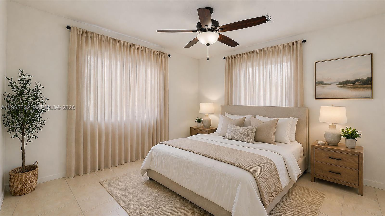 15305 Southwest 104th Avenue Miami, FL 33157 - Photo 35 of 46 a bedroom with a bed and a potted plant