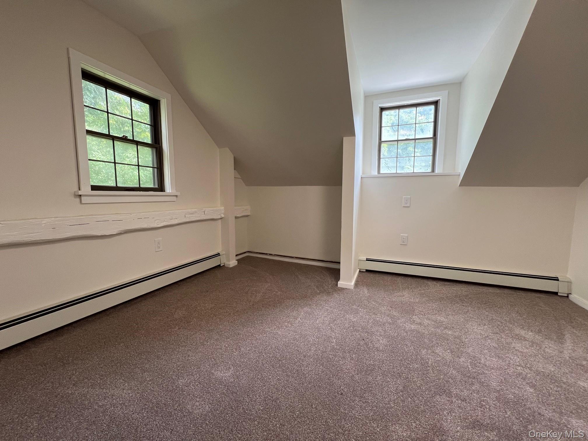 121 East Hook Cross Road Hopewell Junction, NY 12533 - Photo 7 of 16 Bonus room featuring lofted ceiling, a baseboard radiator, and dark carpet