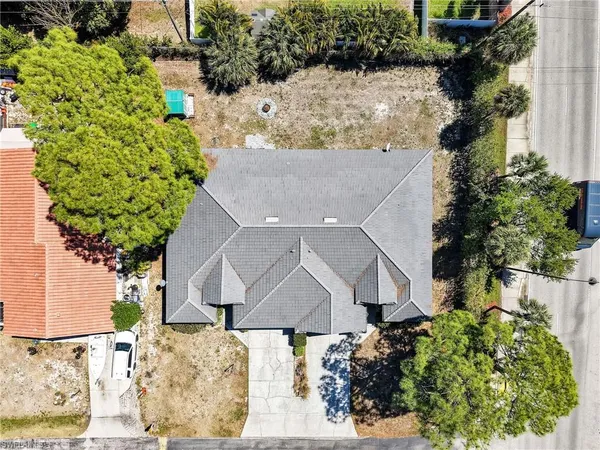 an aerial view of a house