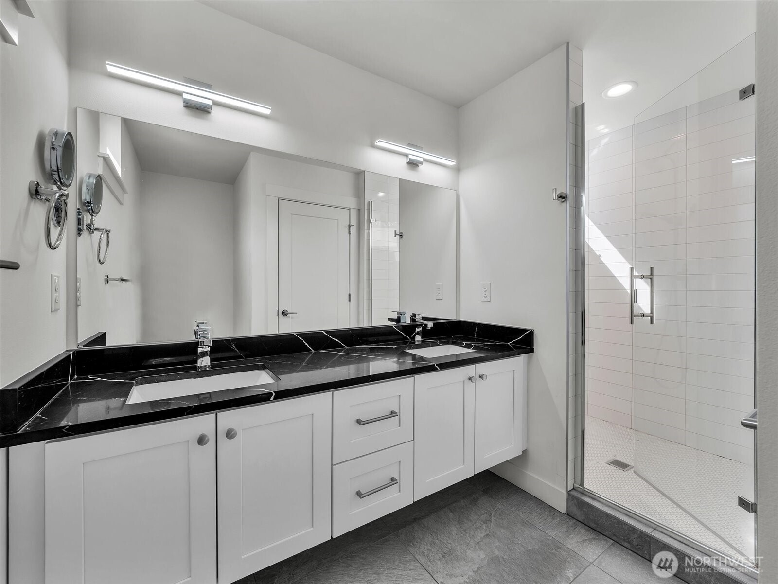 3628 14th Avenue South Seattle, WA 98144 - Photo 17 of 27 a bathroom with a granite countertop sink and a mirror